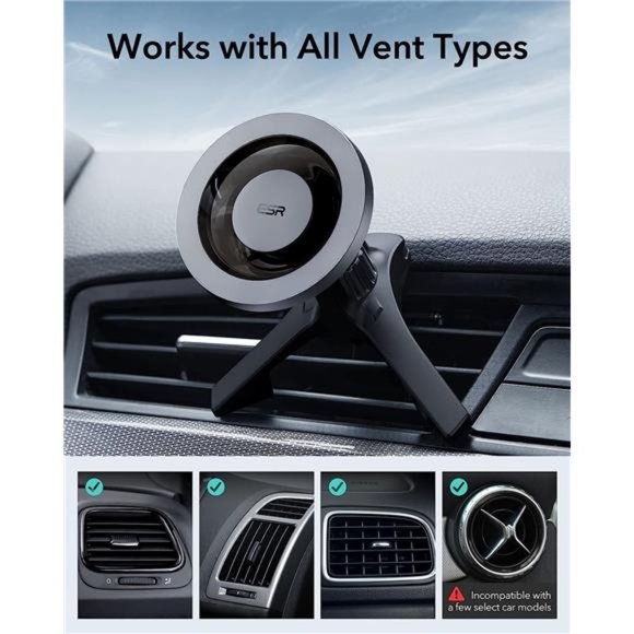 Magnetic Car Mount , Compatible with MagSafe Mount, Phone Holder, Metallic Grey - Picture 6 of 6